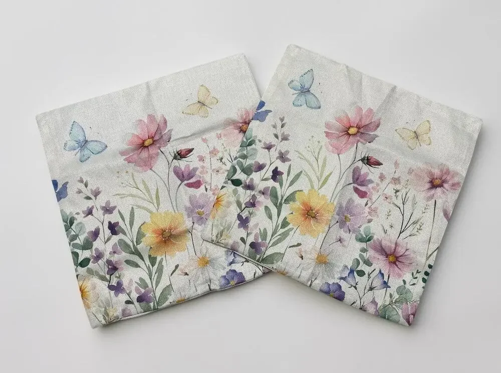 Floral Offwhite Throw Pillow COVERS 2 set Zippered NEW 18x18 Flowers Garden
